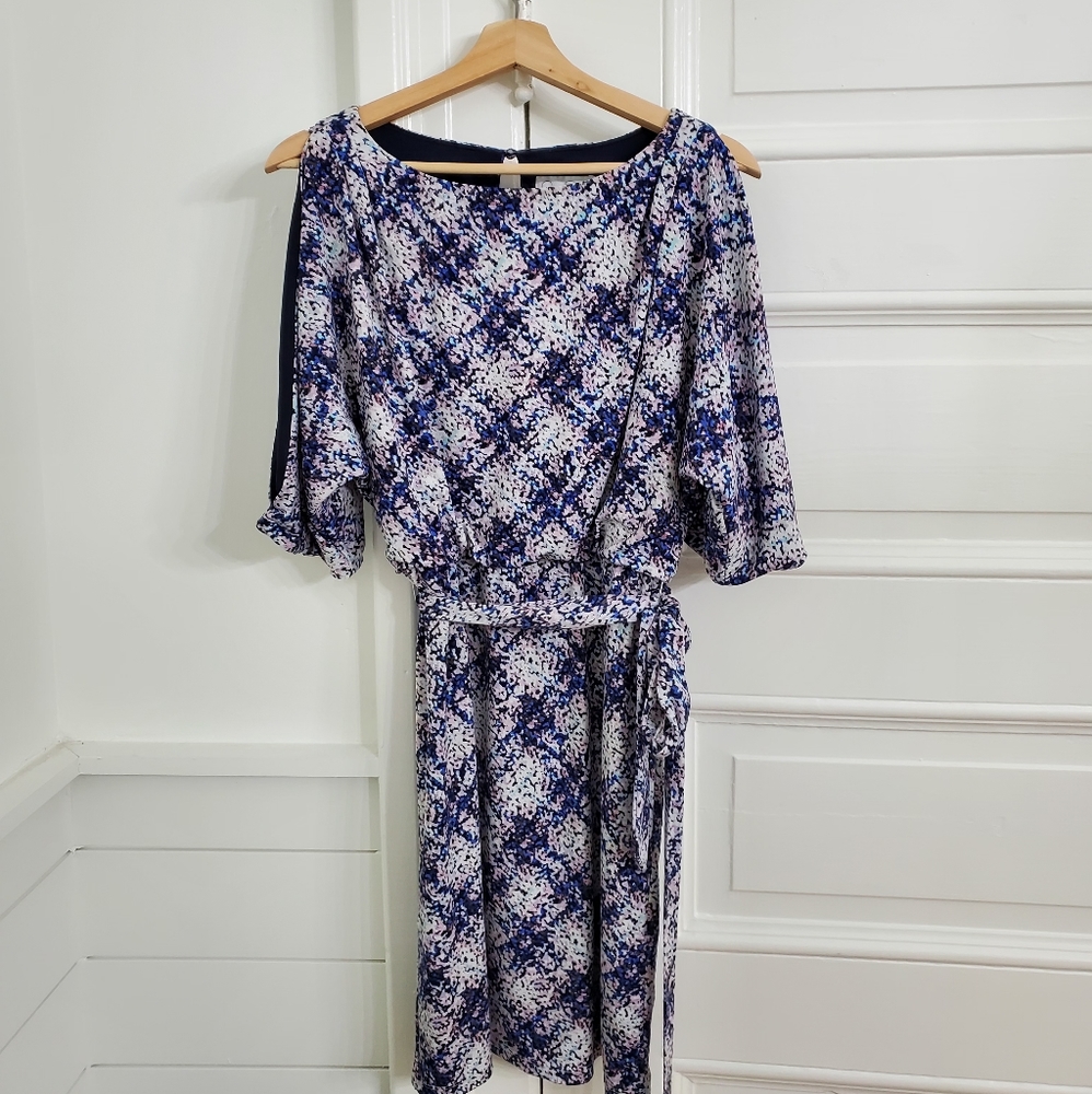 Jessica Simpson pink blue Batwing cut-out dress
